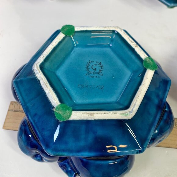 1960'S Inarco ‘Blue Mood Indigo’ Fruit Canister Set W/ Creamer, Sugar & Shakers - Picture 15 of 16